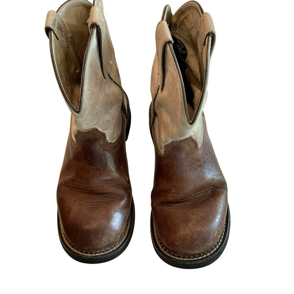 Ariat Fatbaby Western Boots Women's Sz 6B Leather Two-Tone Brown Rodeo Cowgirl - Picture 1 of 11